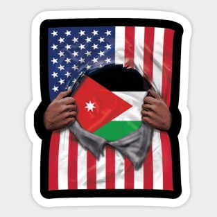 Jordan Flag American Flag Ripped - Gift for Jordanian From Jordan Sticker